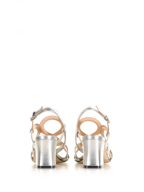 Sandal in silver nappa leather