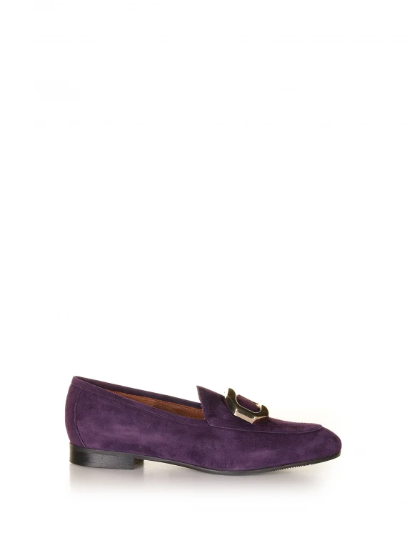 Purple suede loafer