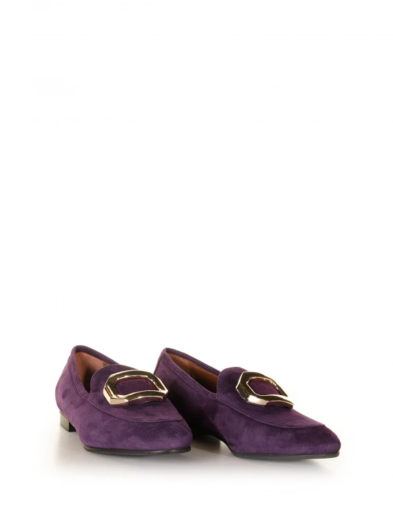 Purple suede loafer