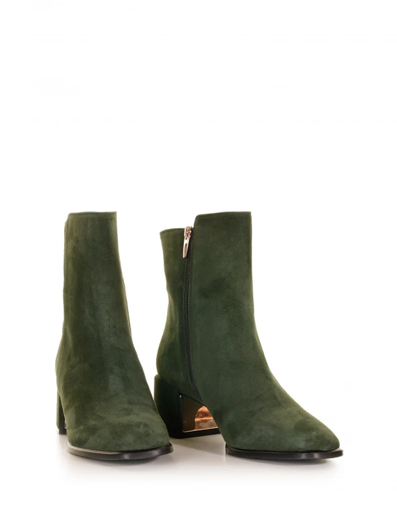 Green suede ankle boot