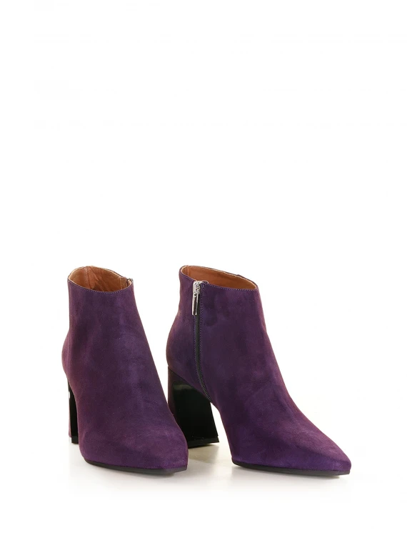 Purple suede ankle boot