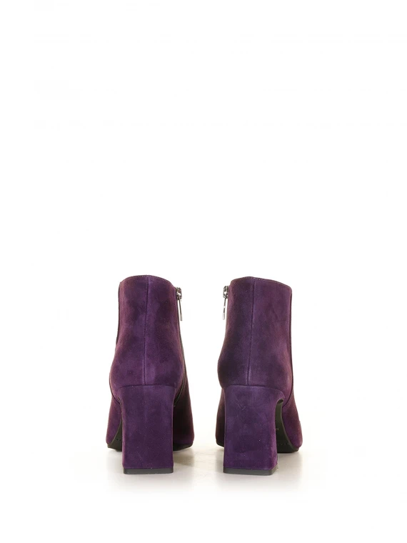 Purple suede ankle boot