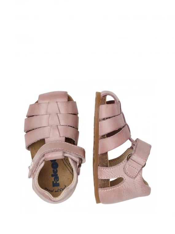 Pink semi-closed leather sandals