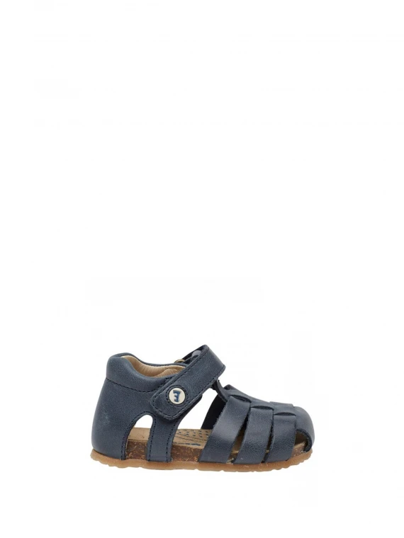 Blue semi-closed leather sandals