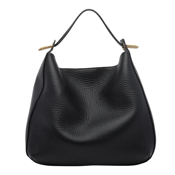 Borsa a spalla in pelle di vitello nera