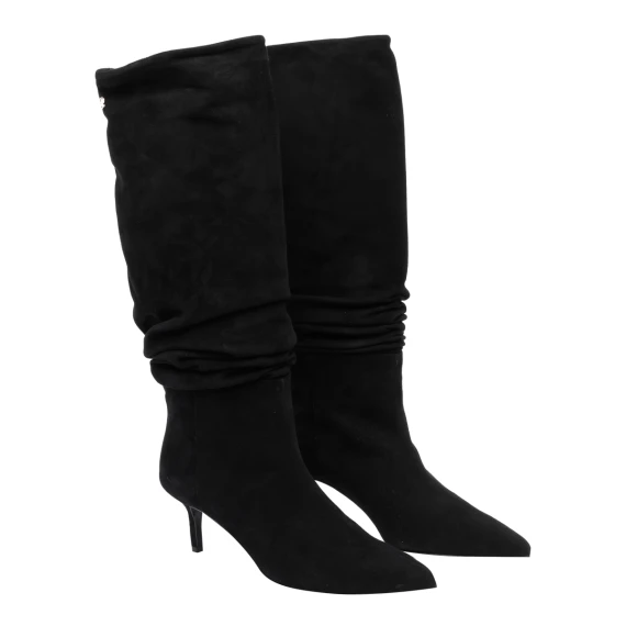 Black suede heeled boots Fabi