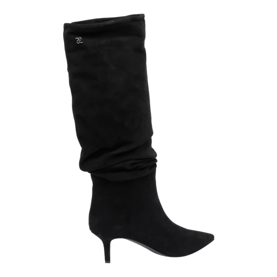 Black suede heeled boots Fabi