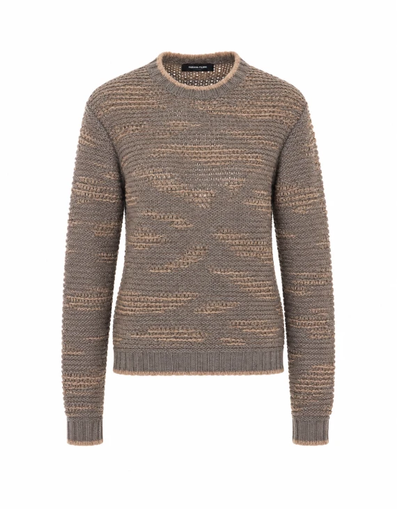 Maglione taupe in lana vergine