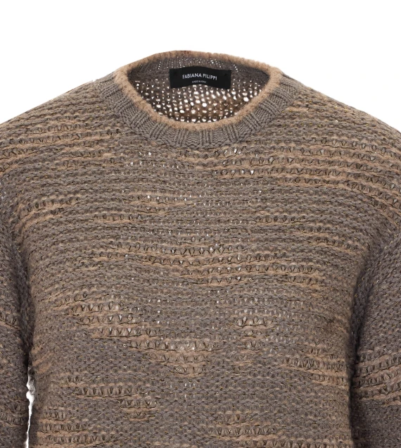 Taupe virgin wool sweater Fabiana Filippi