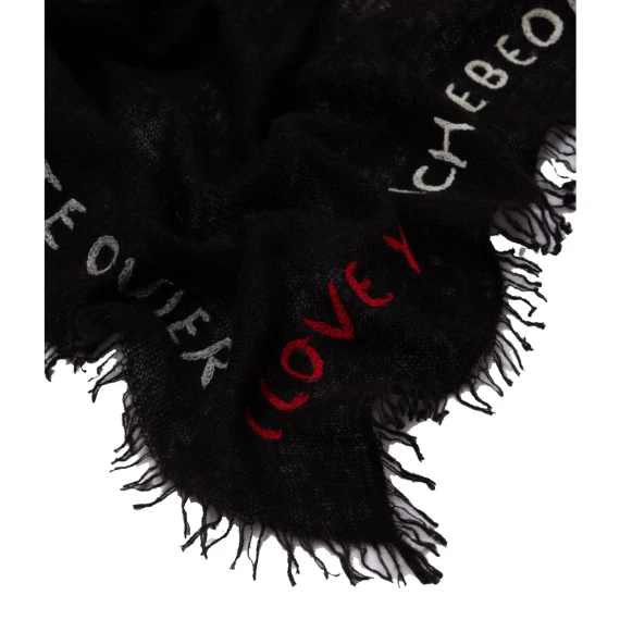 Little Te Quiero square scarf in dark grey cashmere FALIERO SARTI