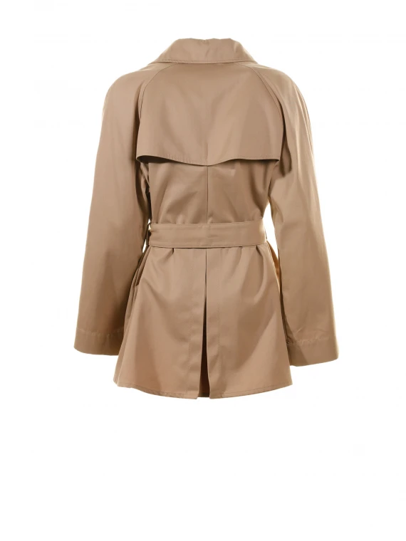 Short double-breasted trench coat with belt