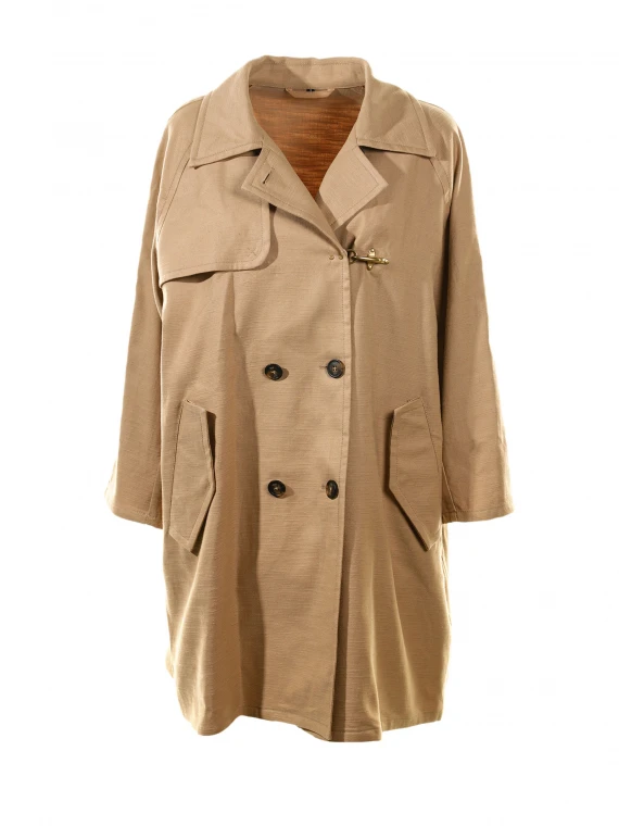 Double-breasted trench coat with hook