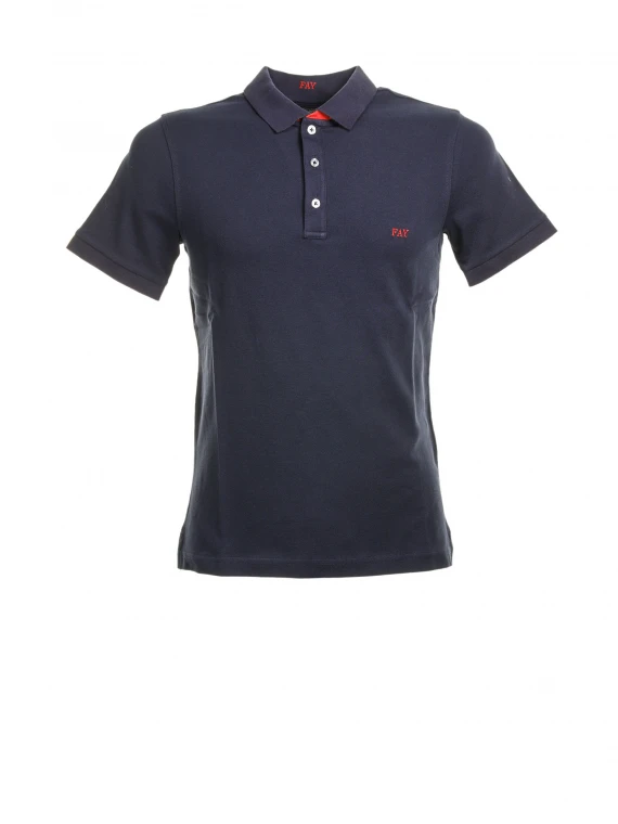 Short-sleeved polo shirt with embroidered logo