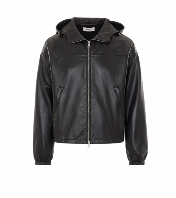 Giacca bomber nera con cappuccio