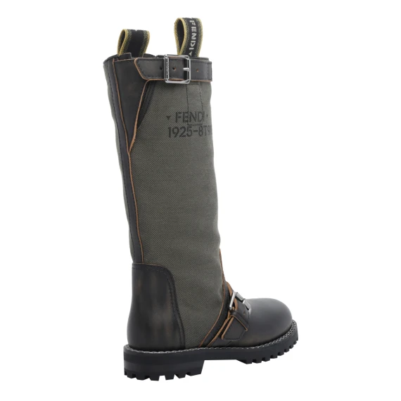 Commando green biker boots Fendi