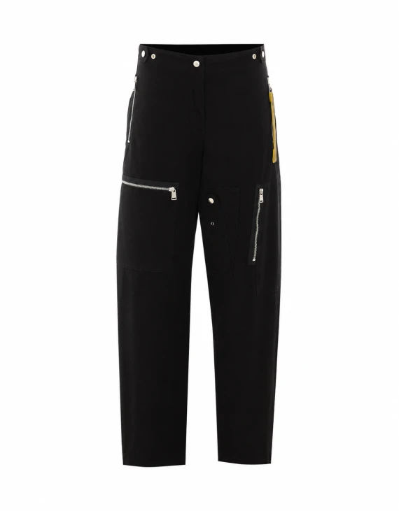 Pantaloni cargo neri in canvas di cotone