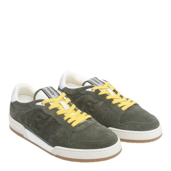 Green dark calf leather Match sneakers Fendi