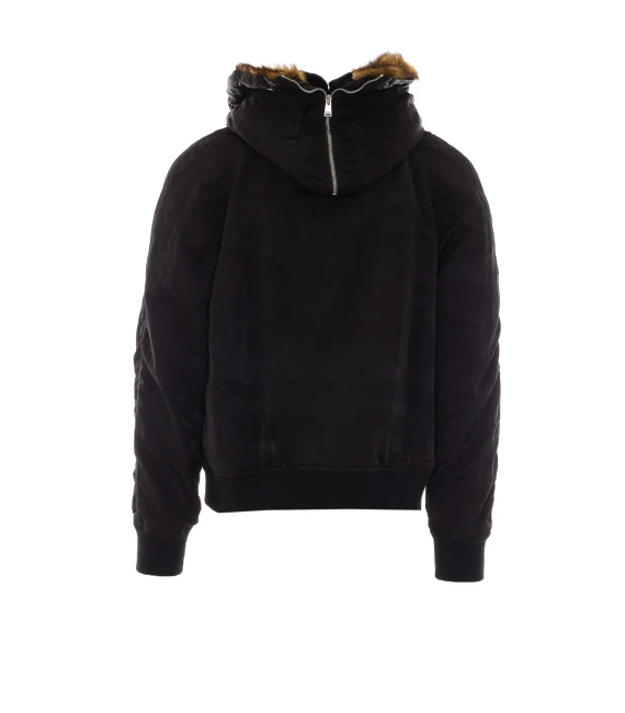 Giacca corta nera con cappuccio Fendi