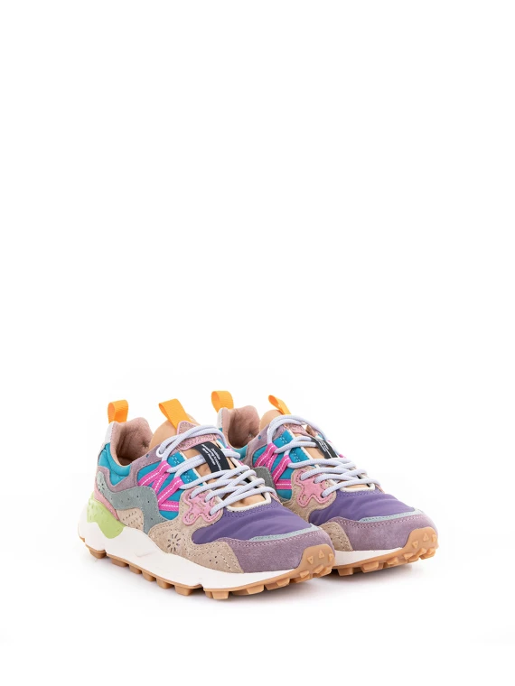 Yamano purple nylon and suede sneaker for women