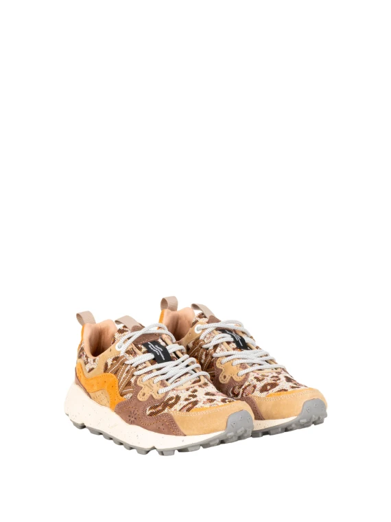 Sneakers basse arancione chiaro e marroni Flower Mountain