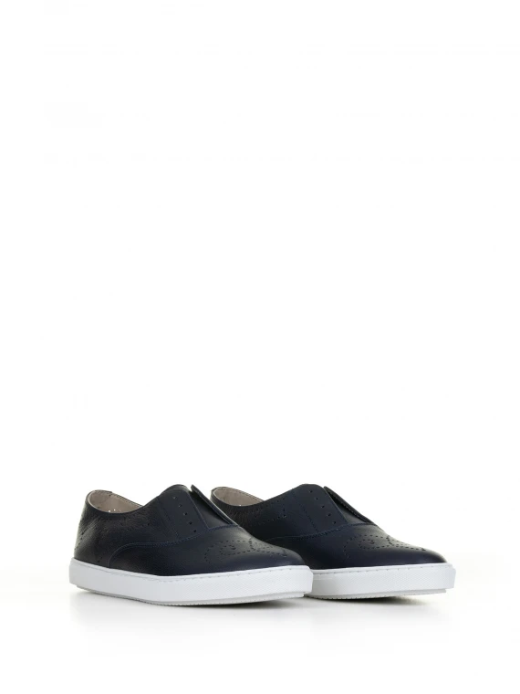Navy blue leather slip-on sneakers