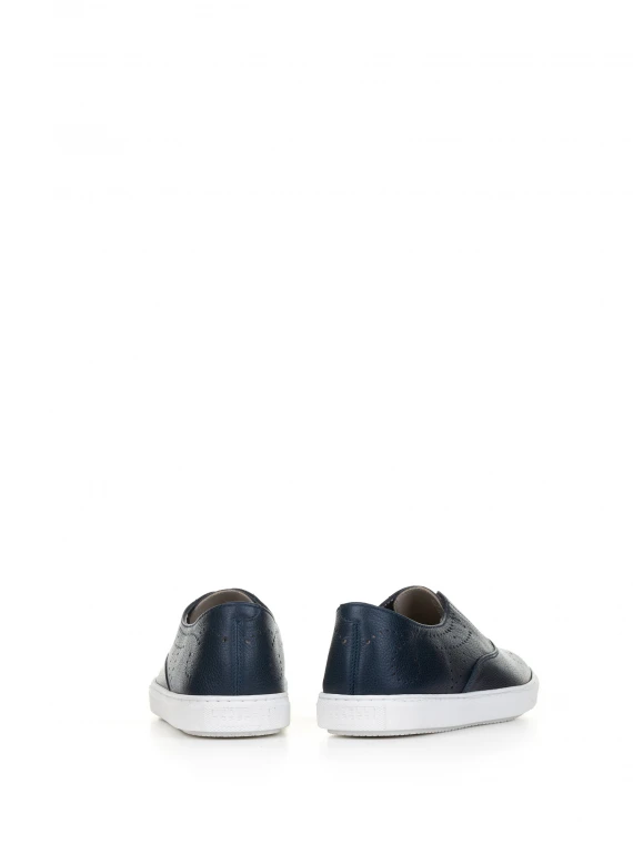 Navy blue leather slip-on sneakers
