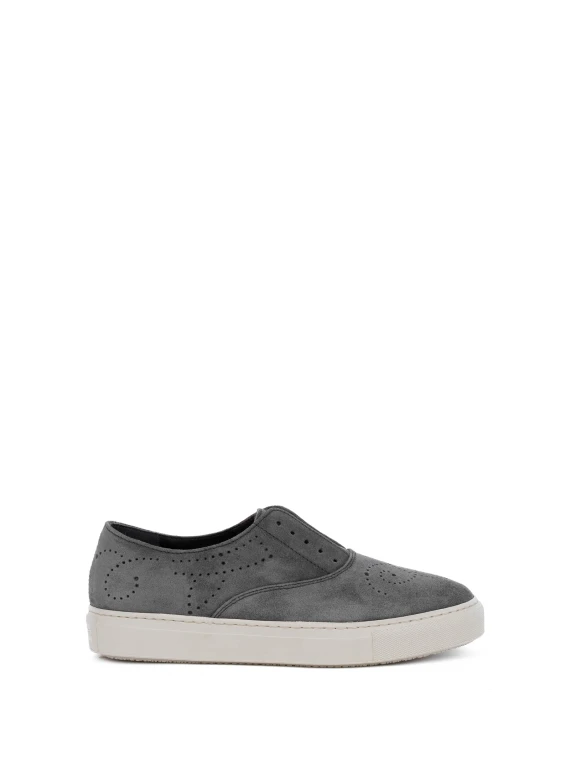 Sneaker slip on grigio in suede