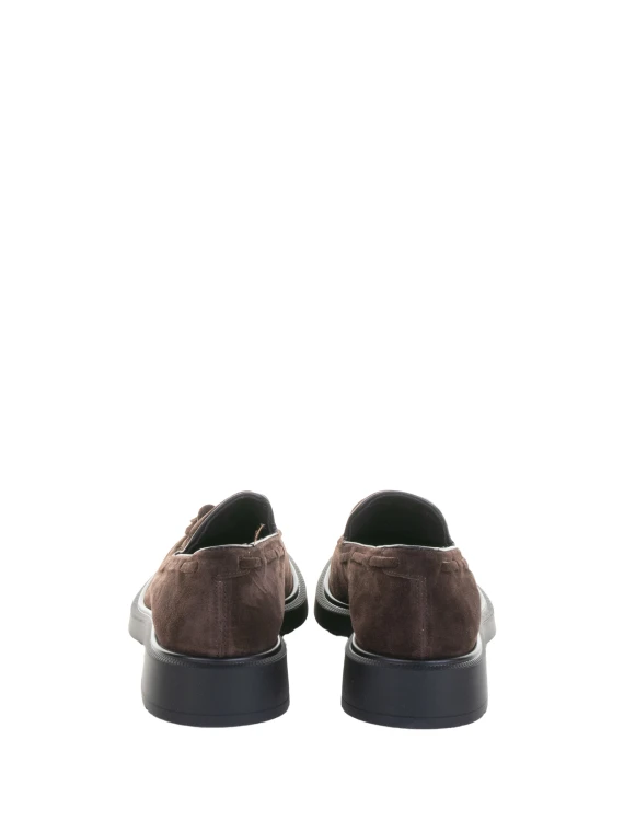 Mocassino donna cacao in suede con nappine