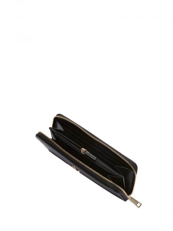 Camelia XL black zip around leather wallet