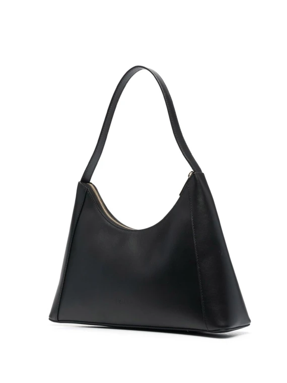 Diamante S Black Leather Shoulder Bag