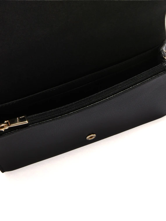 Black Leather Shoulder Bag with Logo