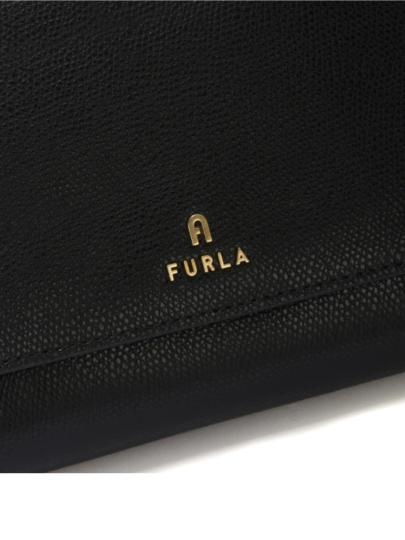 Black Leather Shoulder Bag with Logo