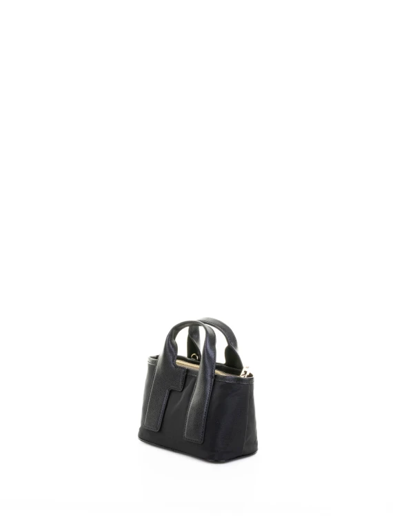 Borsa doppio manico nera in pelle