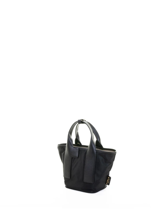 Borsa doppio manico nera in pelle