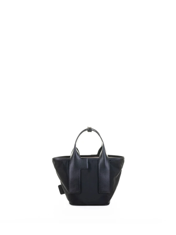 Borsa doppio manico nera in pelle
