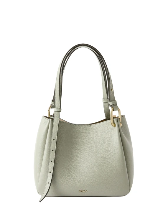 Borsa a Spalla in Pelle Martellata Verde