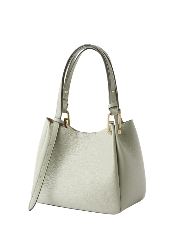 Grained-Leather Shoulder Bag Green Furla