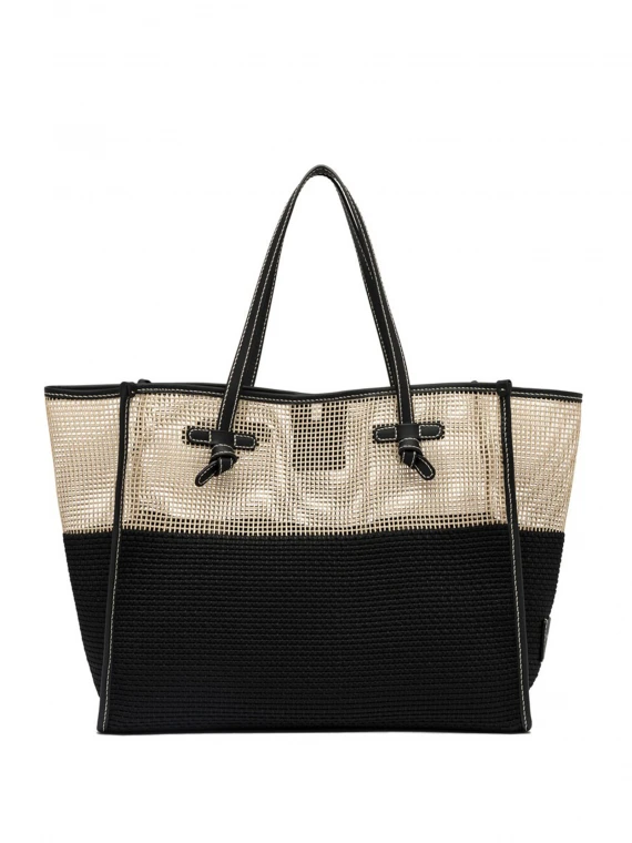 Marcella shopping bag in two-color mesh effect fabric