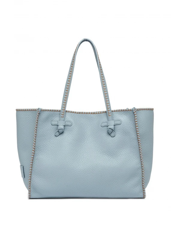 Light blue Marcella shopping bag in bubble leather