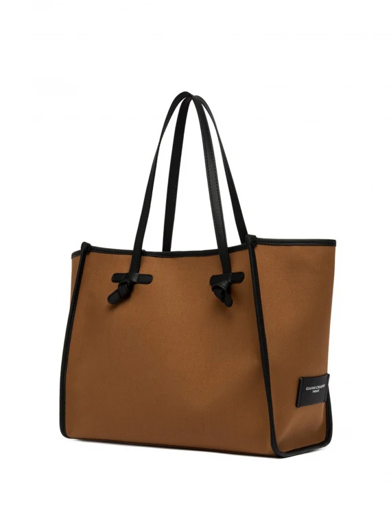 Marcella shopping bag in canvas and leather profiles