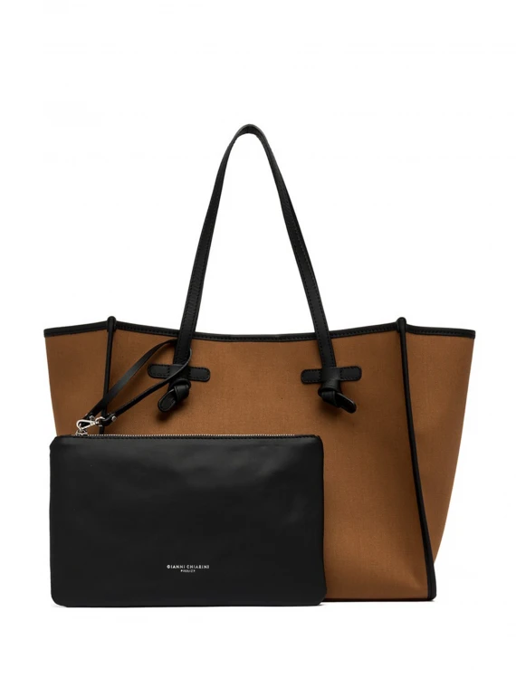 Marcella shopping bag in canvas and leather profiles