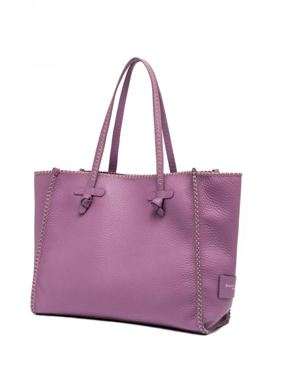 Purple Marcella shopping bag in bubble leather