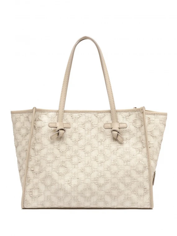 Marcella pearl shopping bag in woven straw