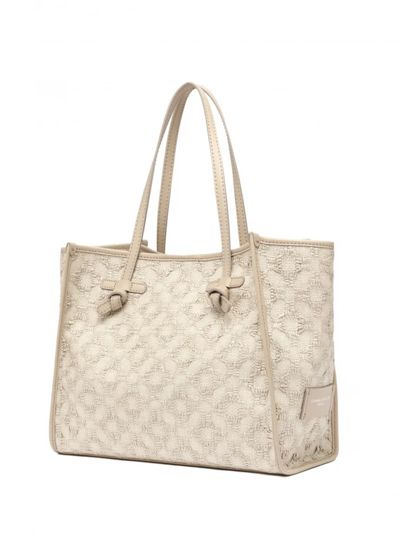 Marcella pearl shopping bag in woven straw
