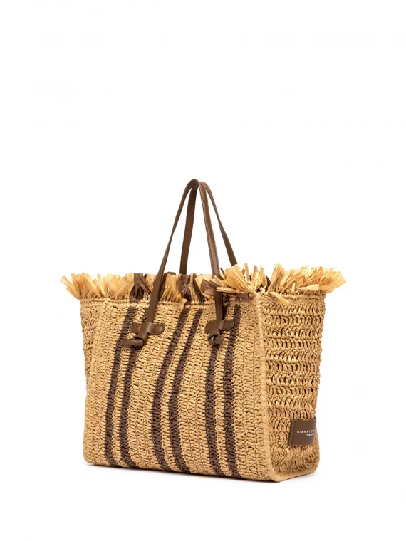 Marcella shopping bag with straw effect