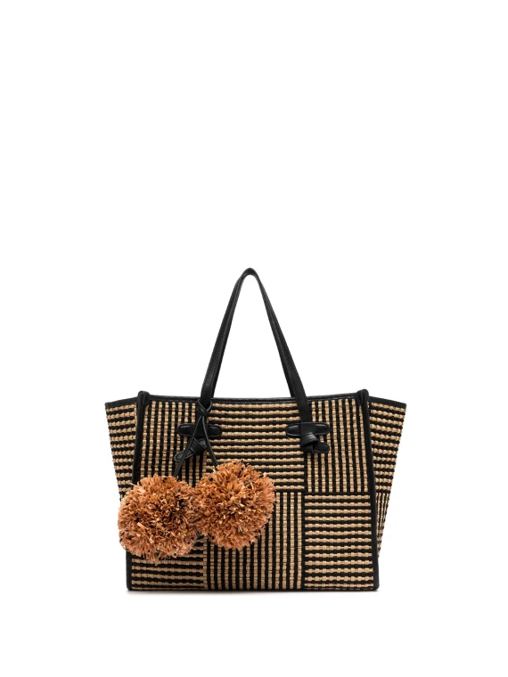 Shopping bag Marcella in tessuto intrecciato con due maxi pon pon - Taglia UNI - G.CHIARINI MARCELLA