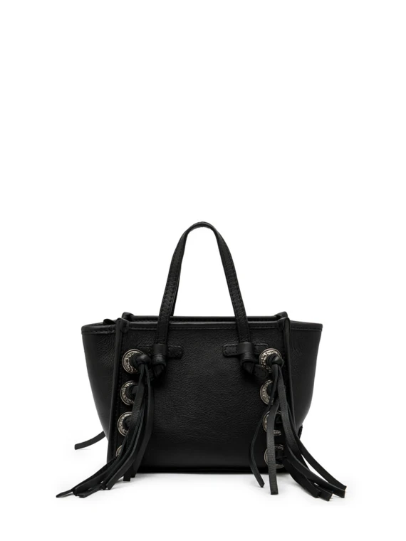 Miss Marcella black leather bag with fringes