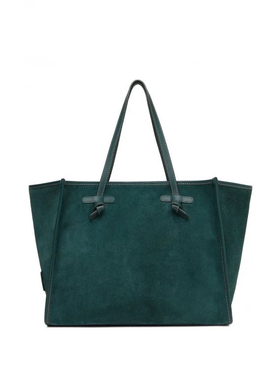 Marcella shopping bag in green suede