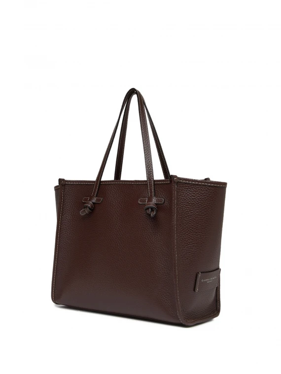 Marcella shopping bag in brown leather