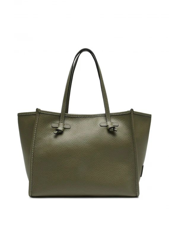 Marcella shopping bag in green leather